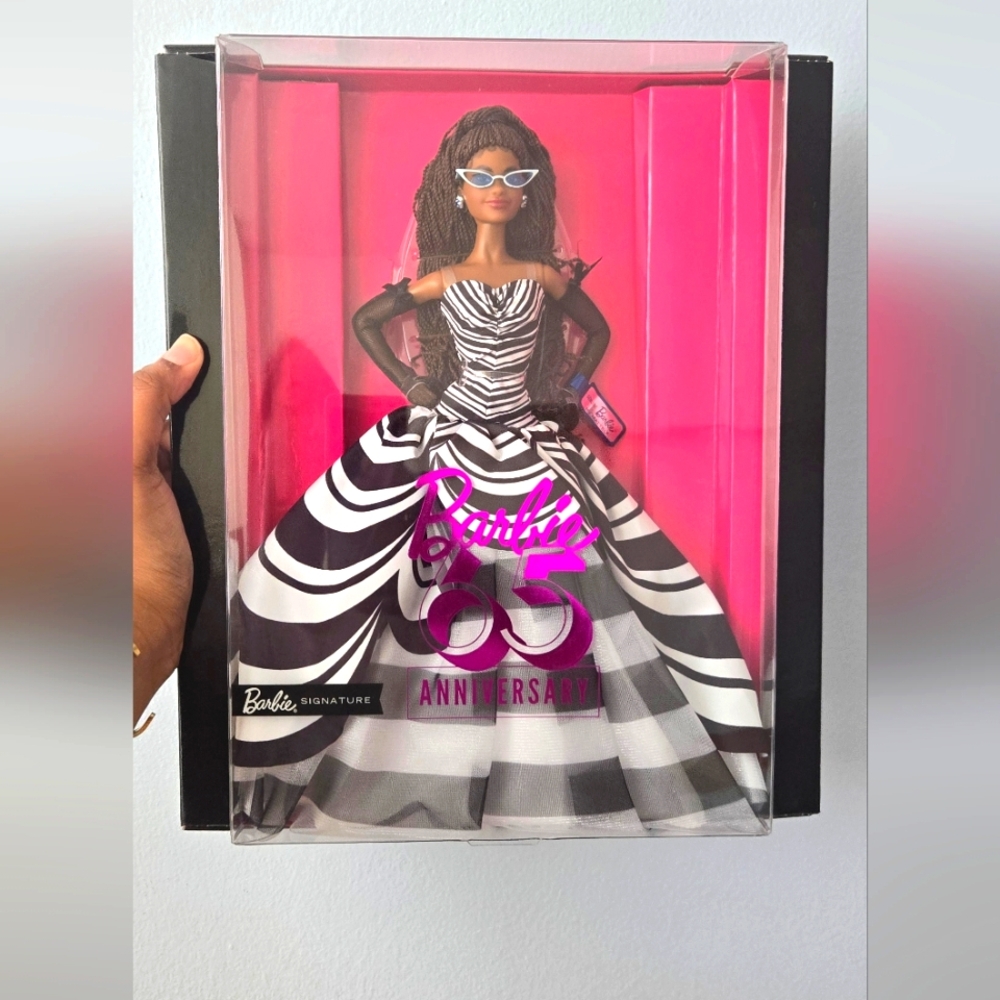 NEW Boxed Barbie Signature Black and White Striped Gown Doll